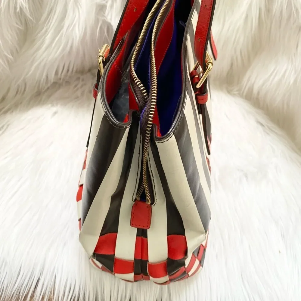Henri Bendel Leather Centennial Stripe Satchel